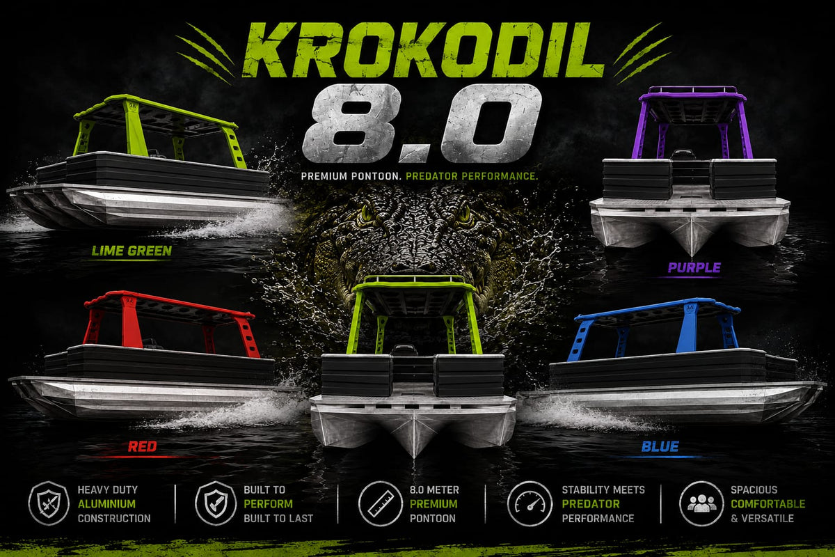 Alu-Krokodil Tri-Hull Pontoon 8.6m (on Trailer)