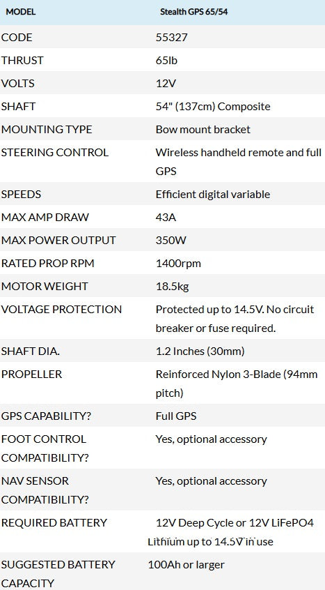 Watersnake Stealth GPS 12 V 65 lb - 54 in Bow Mount Trolling Motor - image 8